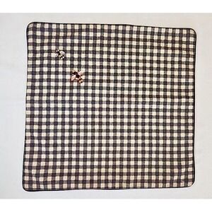 Pottery Barn Norton Pillow Cover Black 18 sq Gingham Check Honey Bumble Bee More